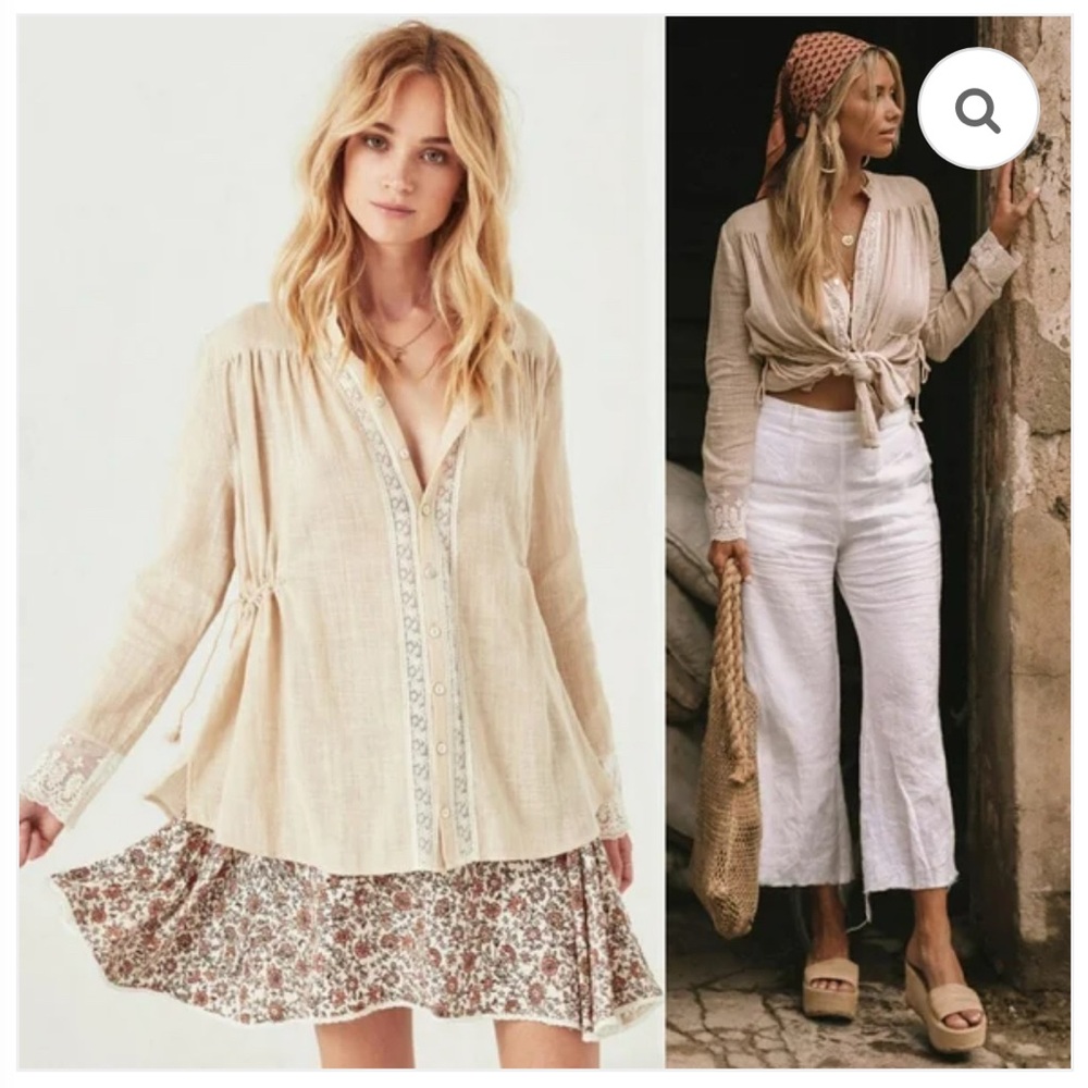 Spell Paloma Beige blouse sz small